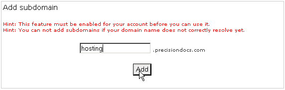Adding a subdomain