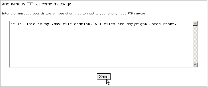 Adding an Anonymous FTP message
