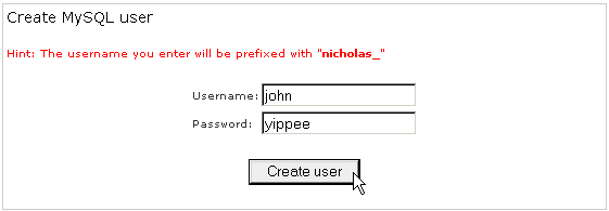 Creating a MySQL user