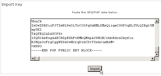 Importing a key