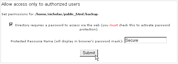 Protecting a directory with a password