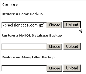 Restoring a backup file
